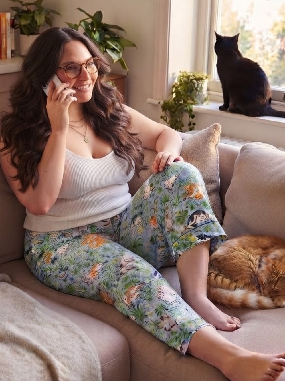 Printfresh Must Love Cats Pajama Pants New with Tags Size 2XL Anthropologie Blue